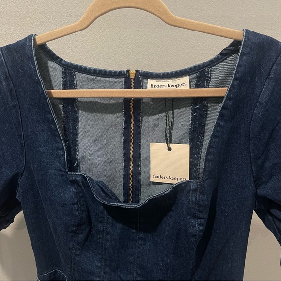 Finders Keepers Navy Puff Sleeve Mini Dress - Picture 10 of 10